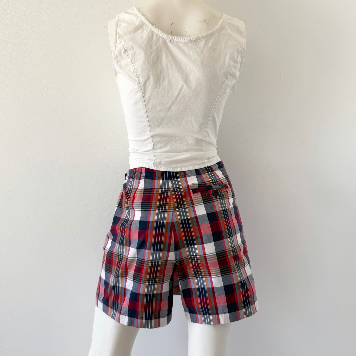 90's Ann Taylor Navy & Red Plaid Skort / SZ 2