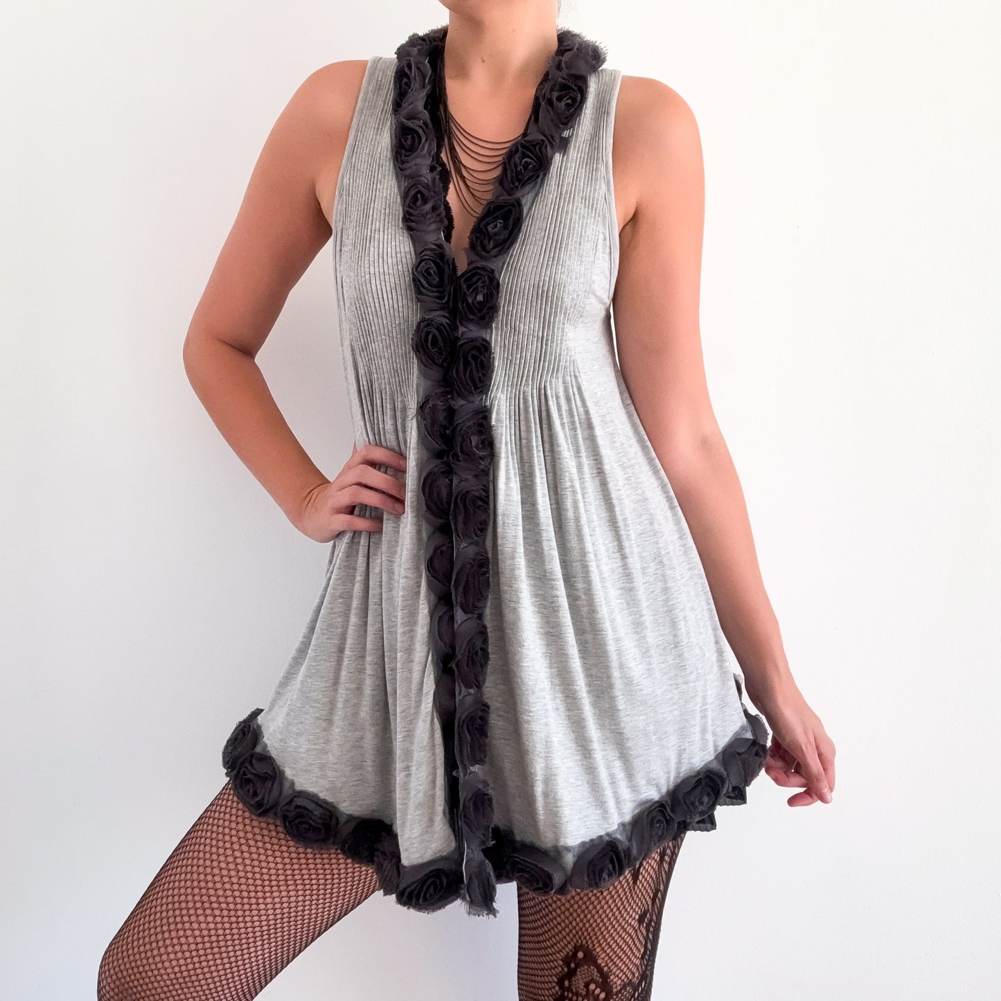 Y2K Grey Modal Rosette Shrug / SZ M