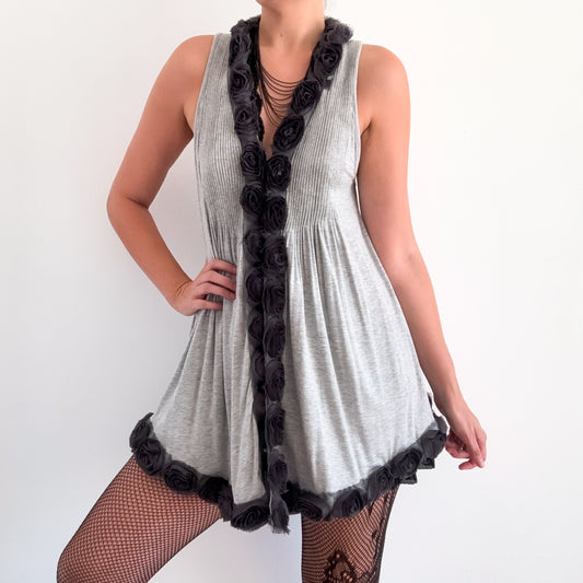 Y2K Grey Modal Rosette Shrug / SZ M