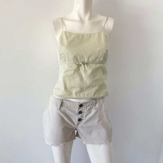 Y2K Cream Denim Buttonfly Shorts / SZ 4