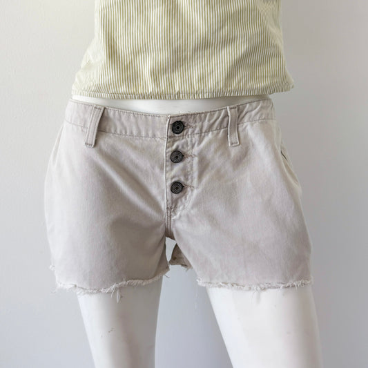 Y2K Cream Denim Buttonfly Shorts / SZ 4