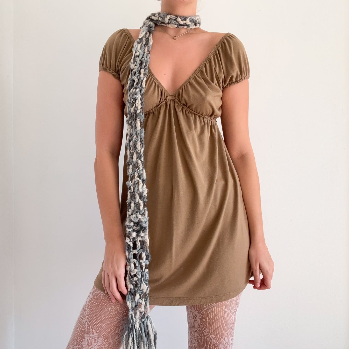 Y2K Camel Babydoll Mini Dress / SZ M