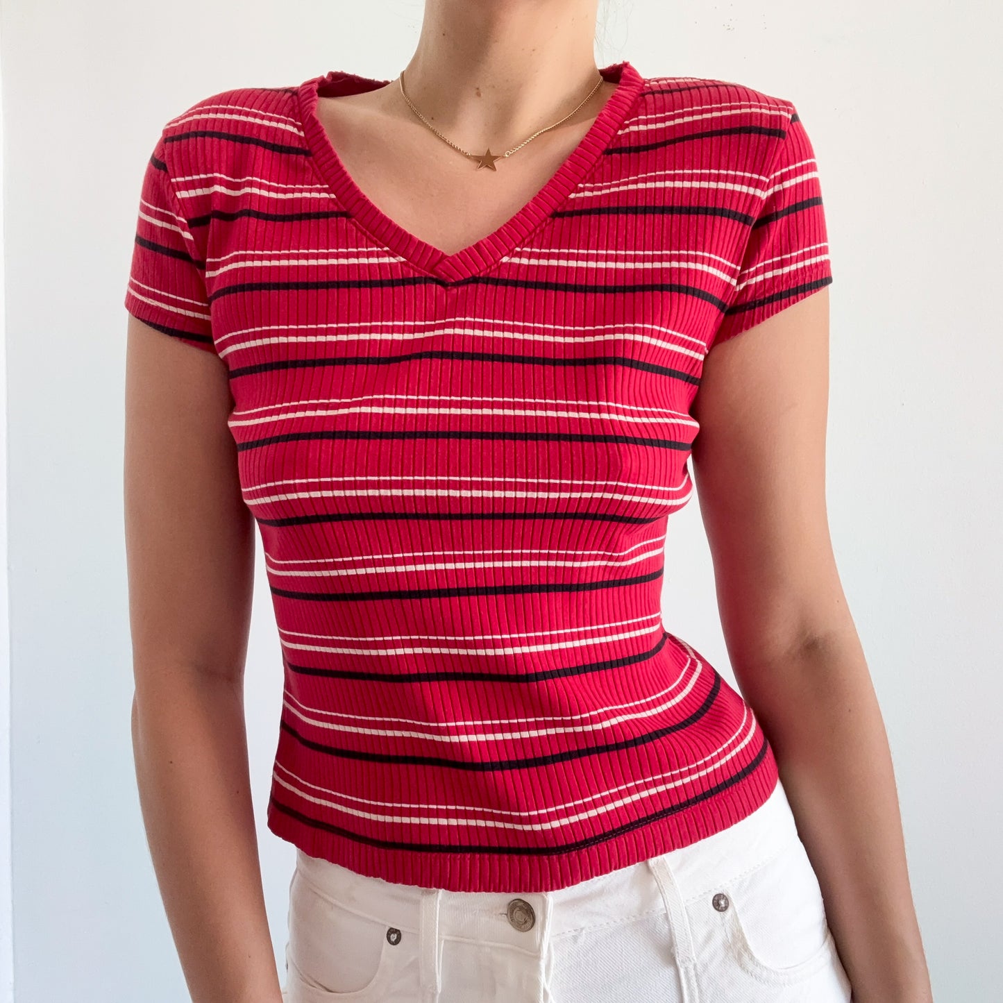 Y2K Red Striped Tee / SZ S