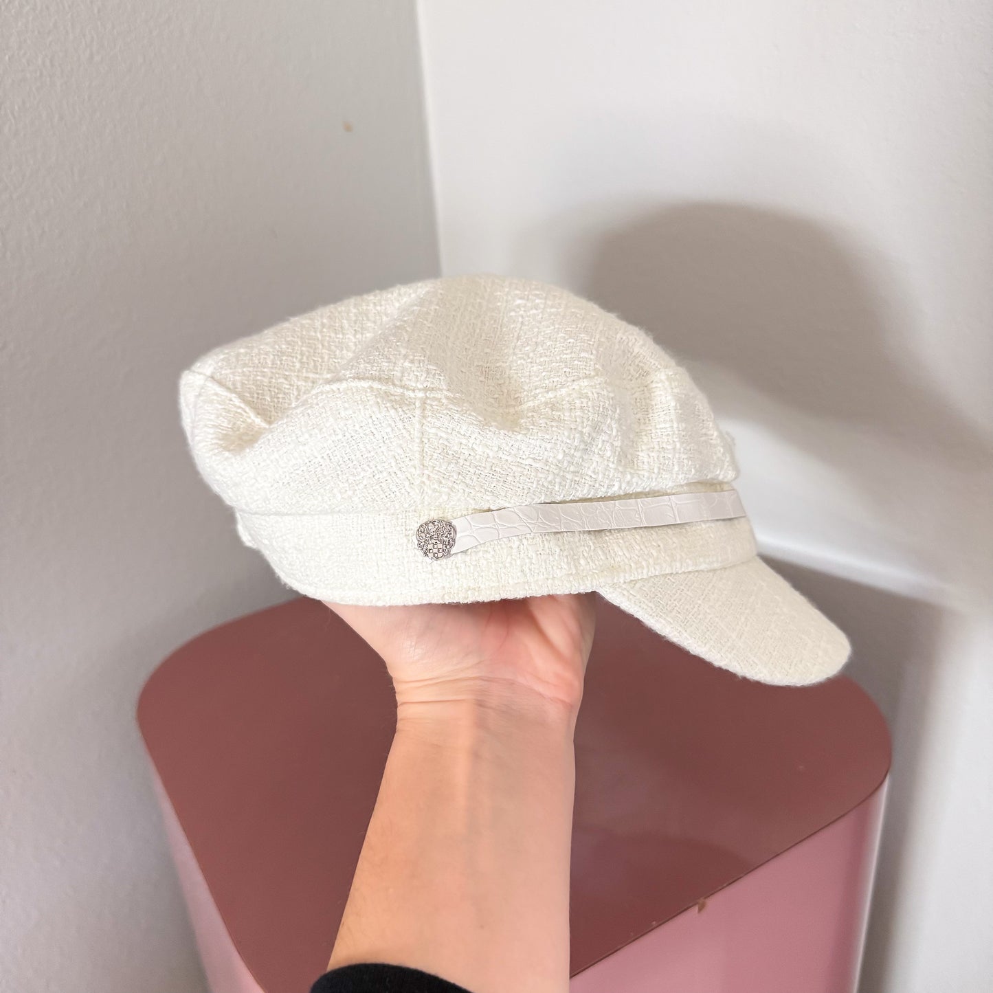 Y2K Ivory Tweed Cap