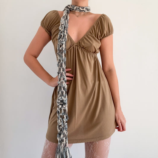Y2K Camel Babydoll Mini Dress / SZ M