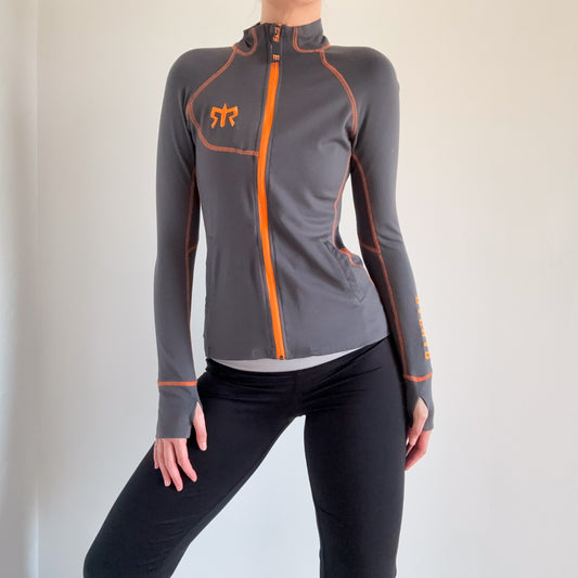Y2K Grey & Orange Sporty Jacket / SZ S-M