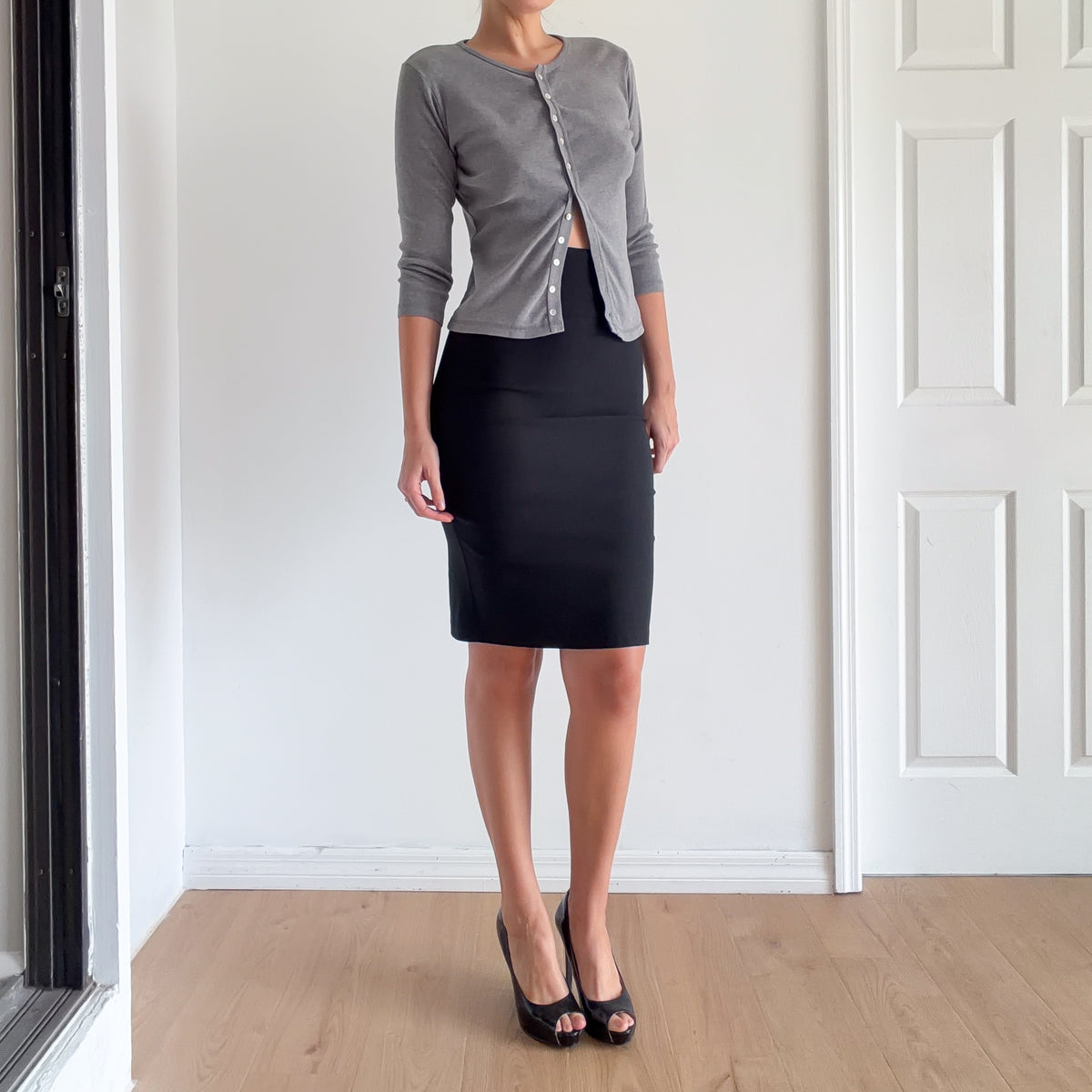 Y2K Black Stretch Pencil Skirt / SZ S