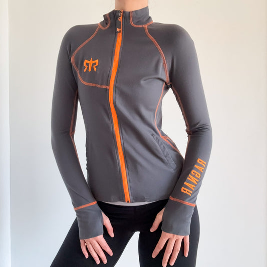 Y2K Grey & Orange Sporty Jacket / SZ S-M
