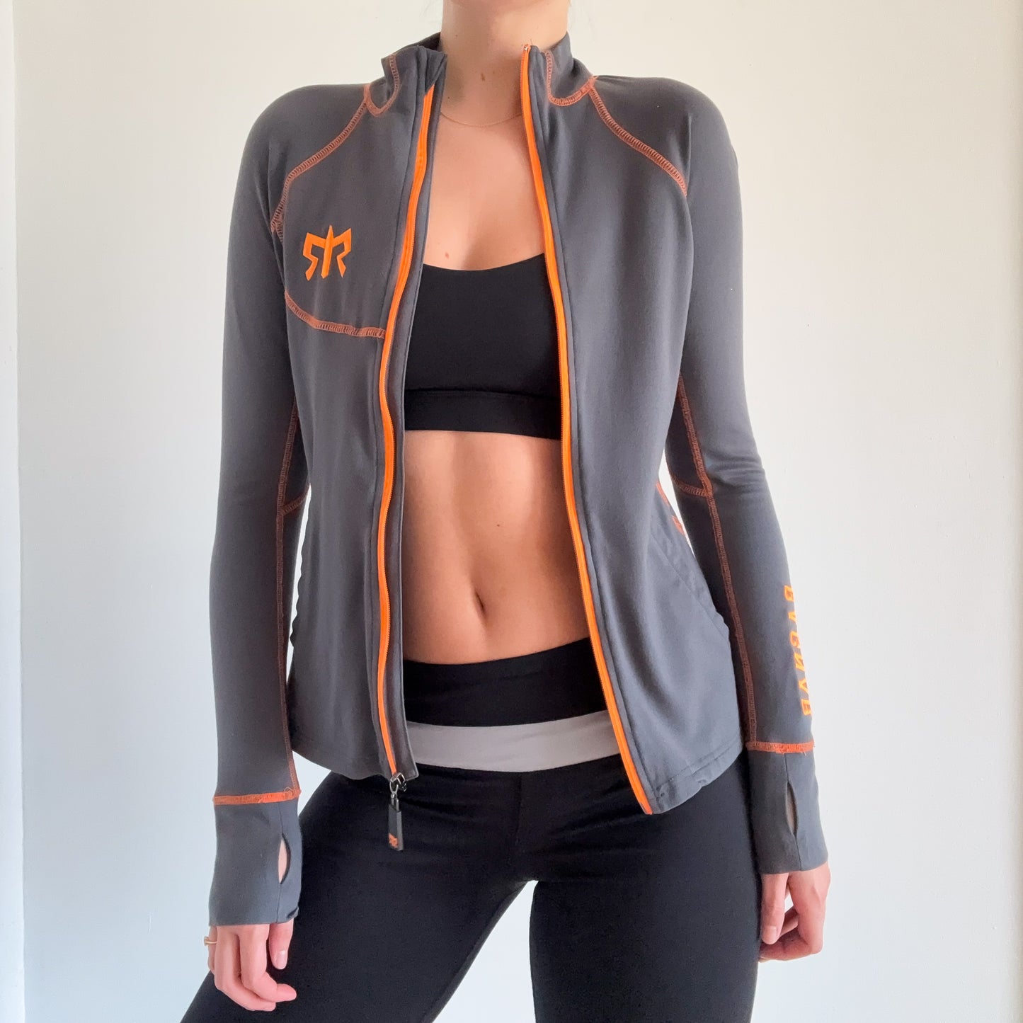 Y2K Grey & Orange Sporty Jacket / SZ S-M