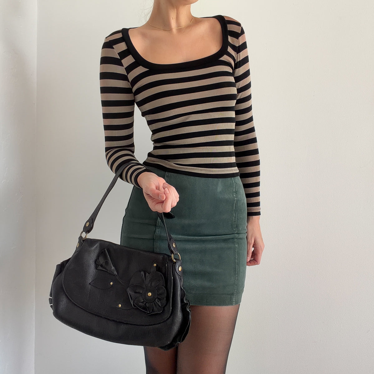 90's Emerald Green Suede Mini Skirt / SZ 0/2