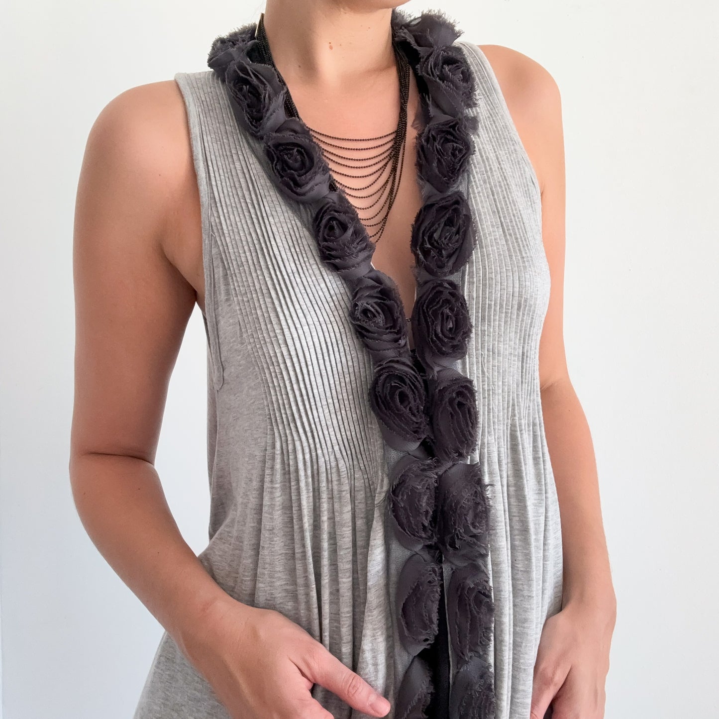 Y2K Grey Modal Rosette Shrug / SZ M