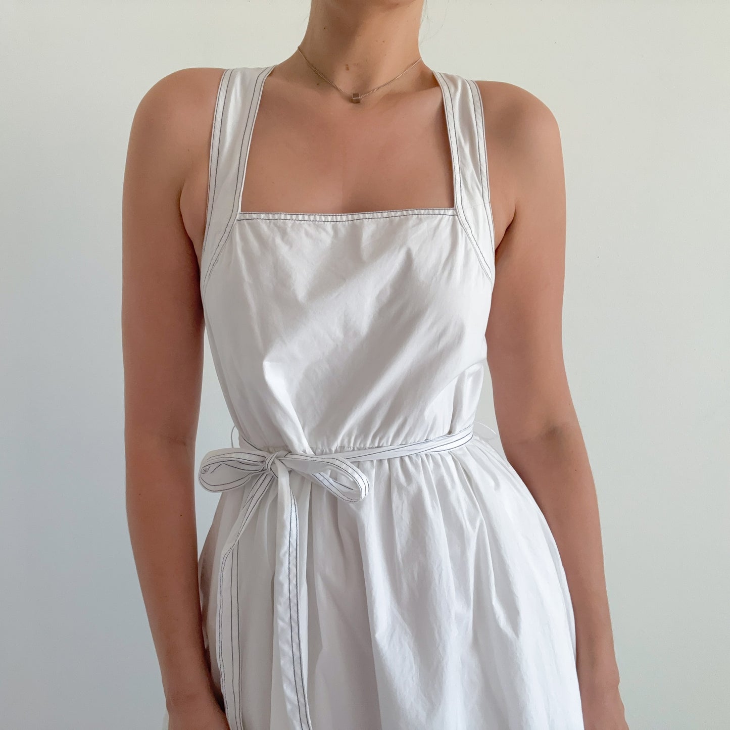 Y2K French Connection White Cotton Midi Dress / SZ M