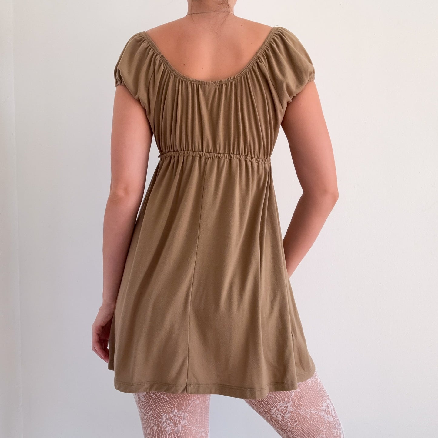 Y2K Camel Babydoll Mini Dress / SZ M