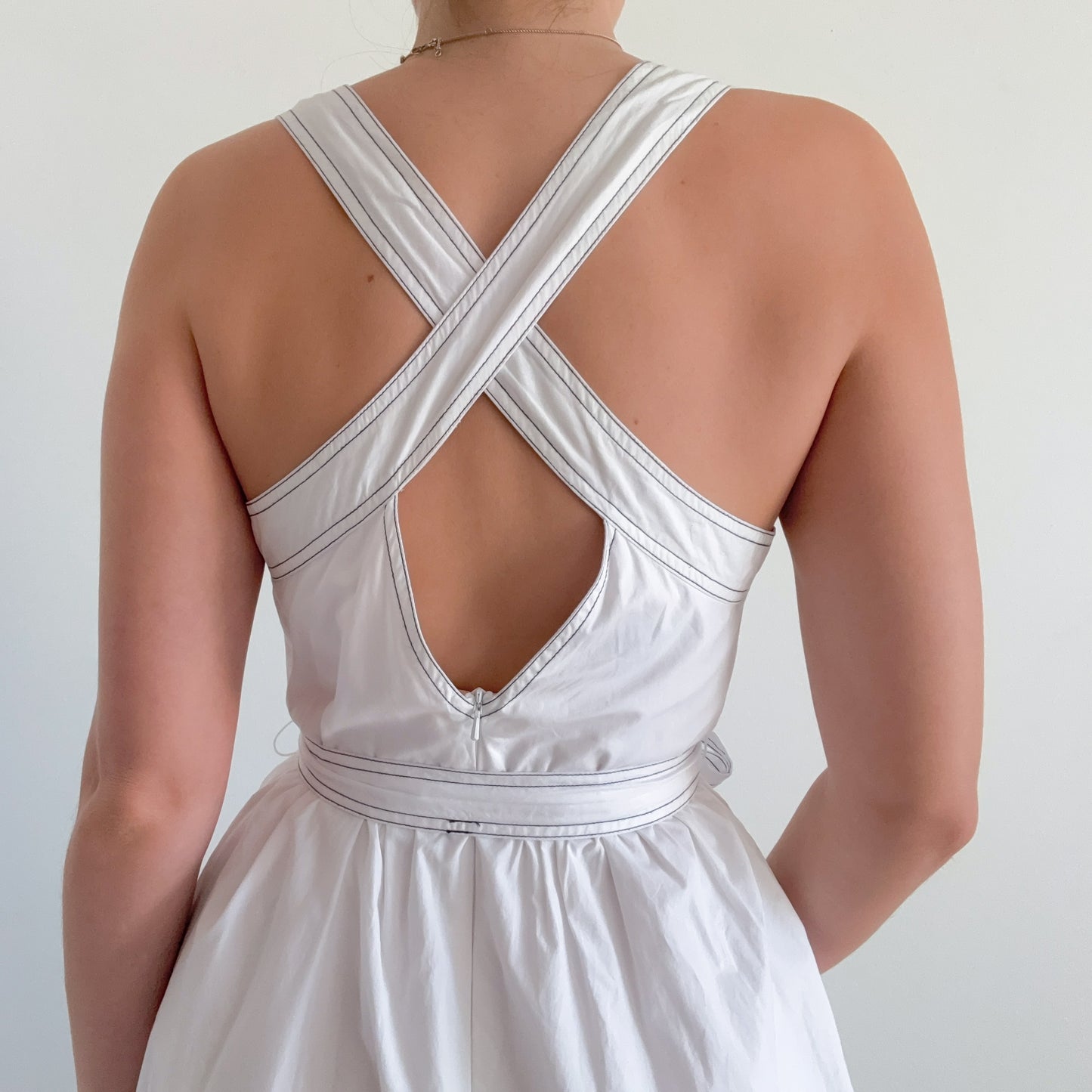 Y2K French Connection White Cotton Midi Dress / SZ M