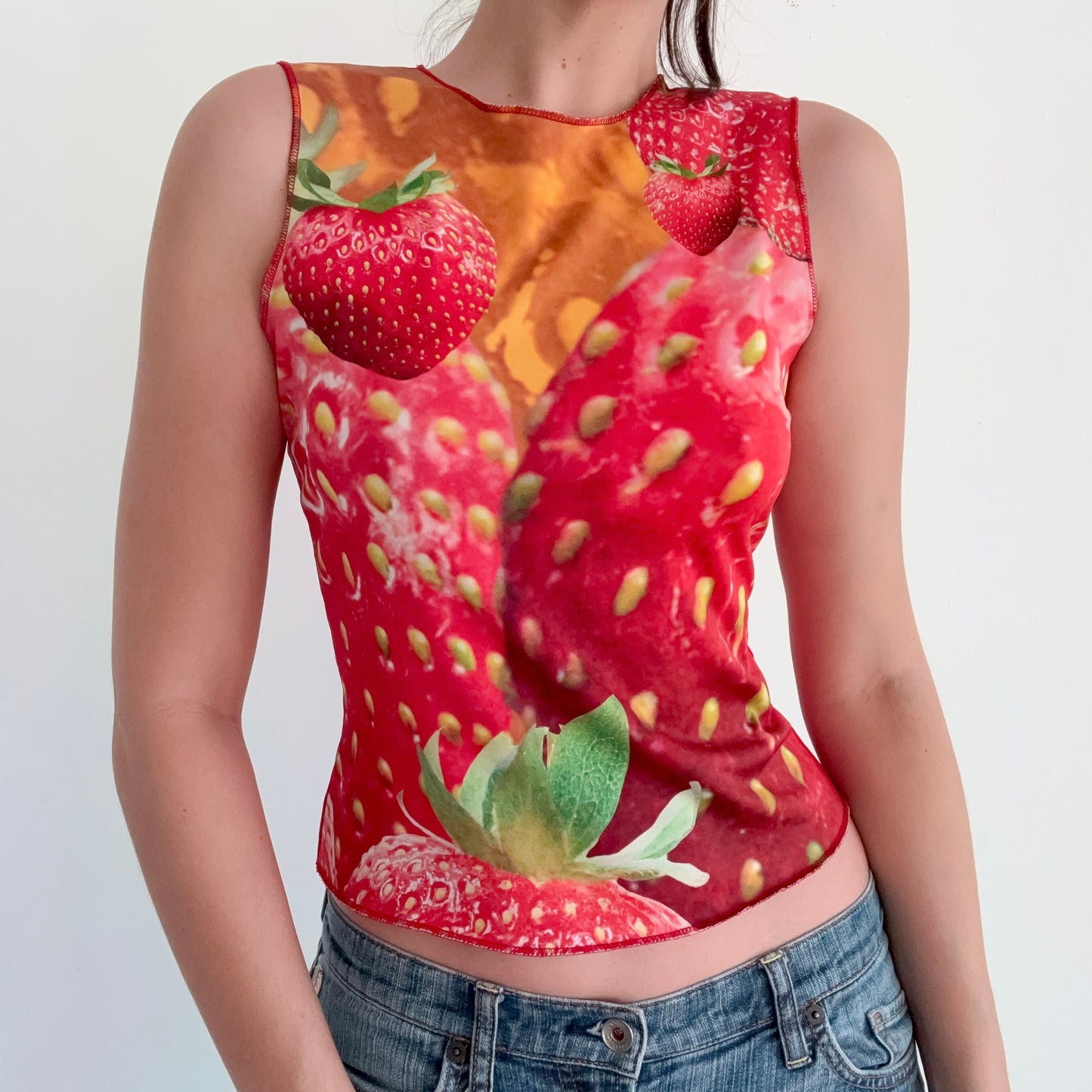 Y2K Red Strawberry Graphic Top / SZ S