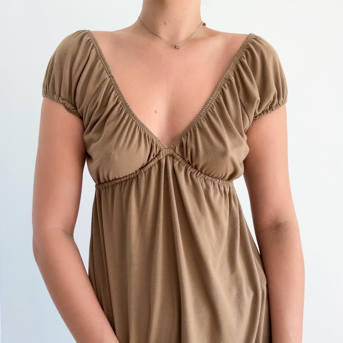 Y2K Camel Babydoll Mini Dress / SZ M