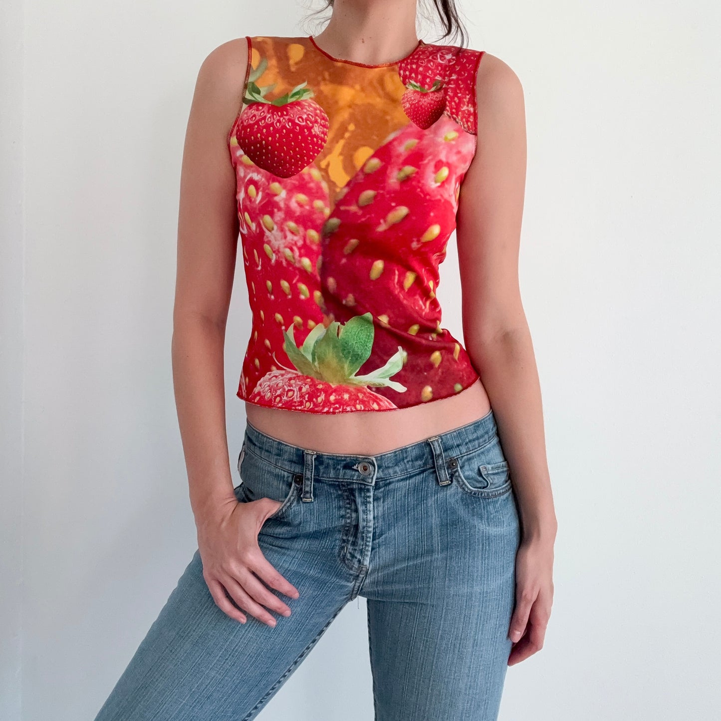 Y2K Red Strawberry Graphic Top / SZ S