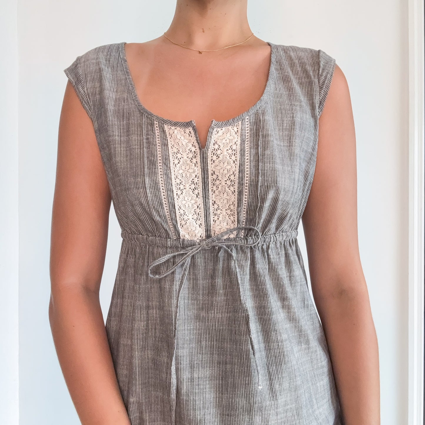 2010's Blue Chambray Babydoll Dress / SZ 4