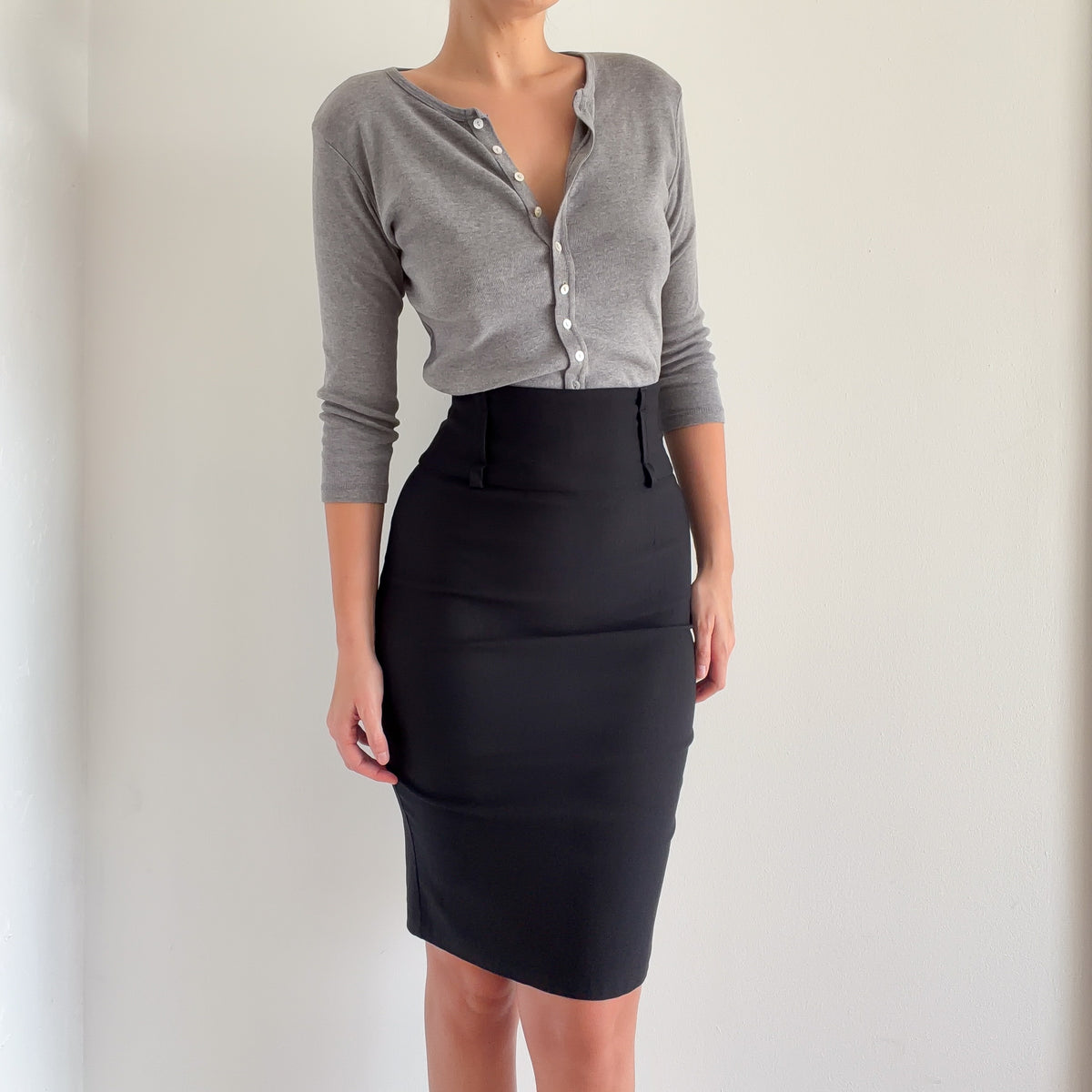 Y2K Black Stretch Pencil Skirt / SZ S