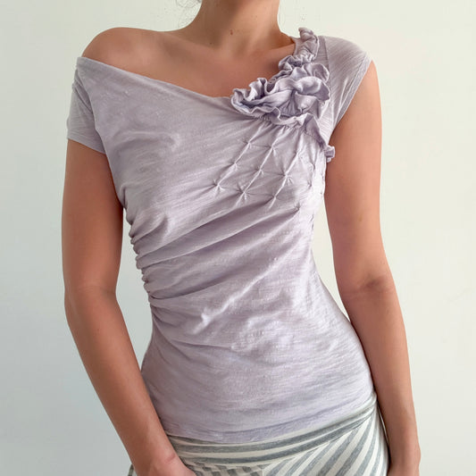 2010's Lavender Cotton Ruffle Tee / SZ S