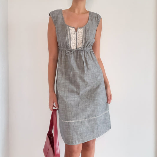2010's Blue Chambray Babydoll Dress / SZ 4