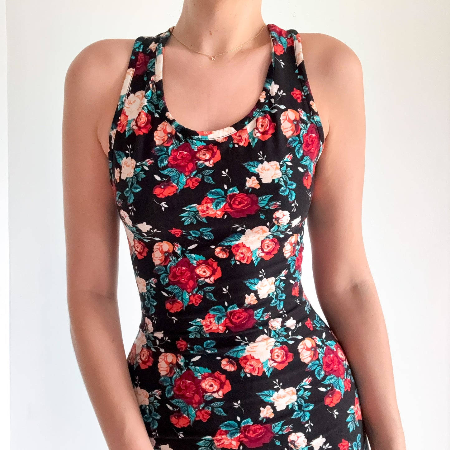 2010's Black Floral Mini Dress / SZ M