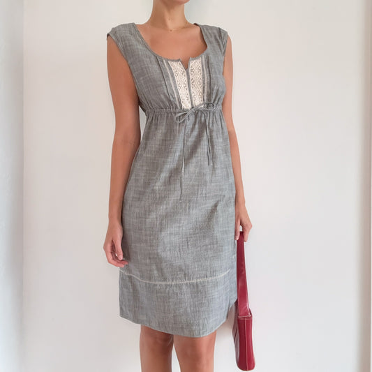 2010's Blue Chambray Babydoll Dress / SZ 4