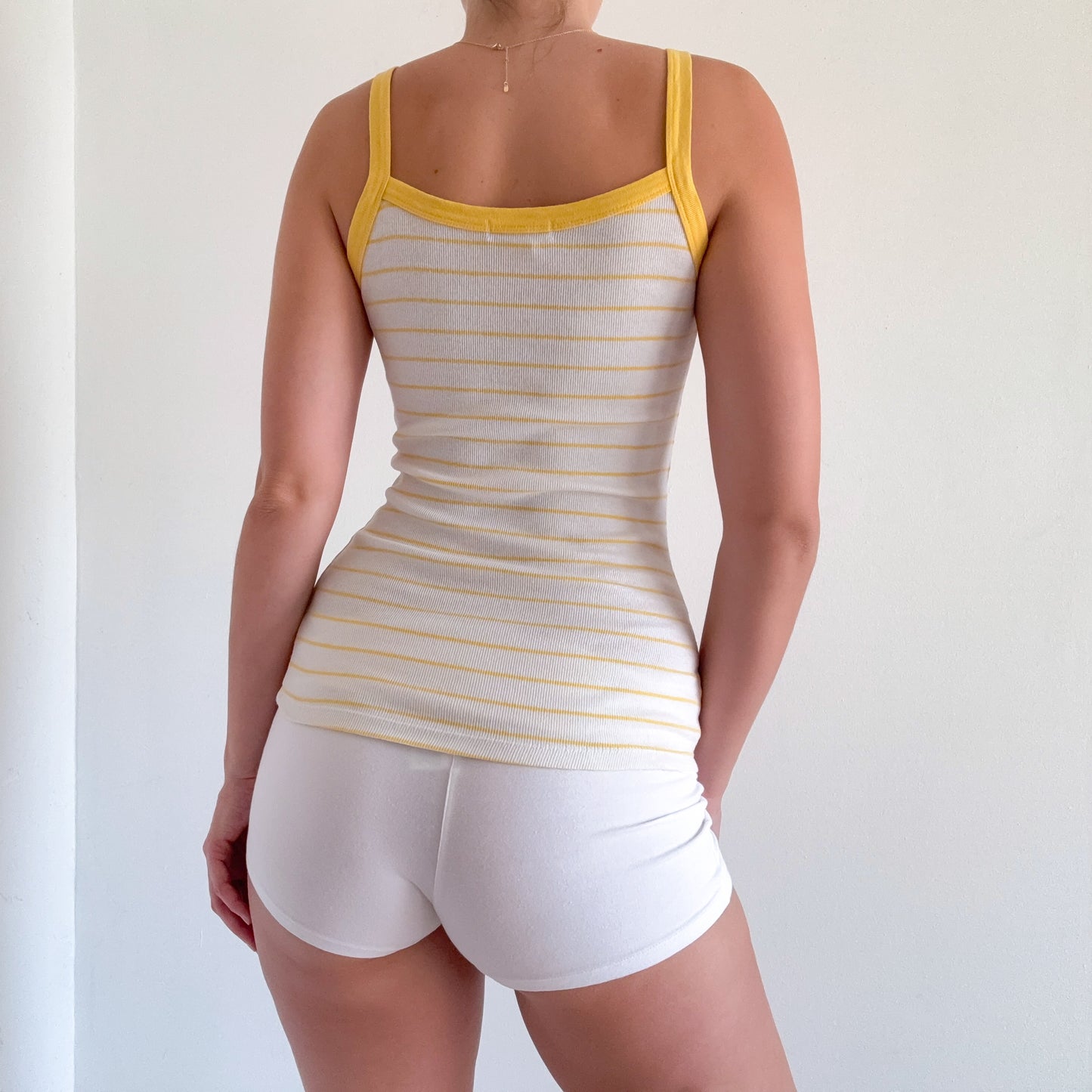 Y2K Yellow & White Striped Tank / SZ S
