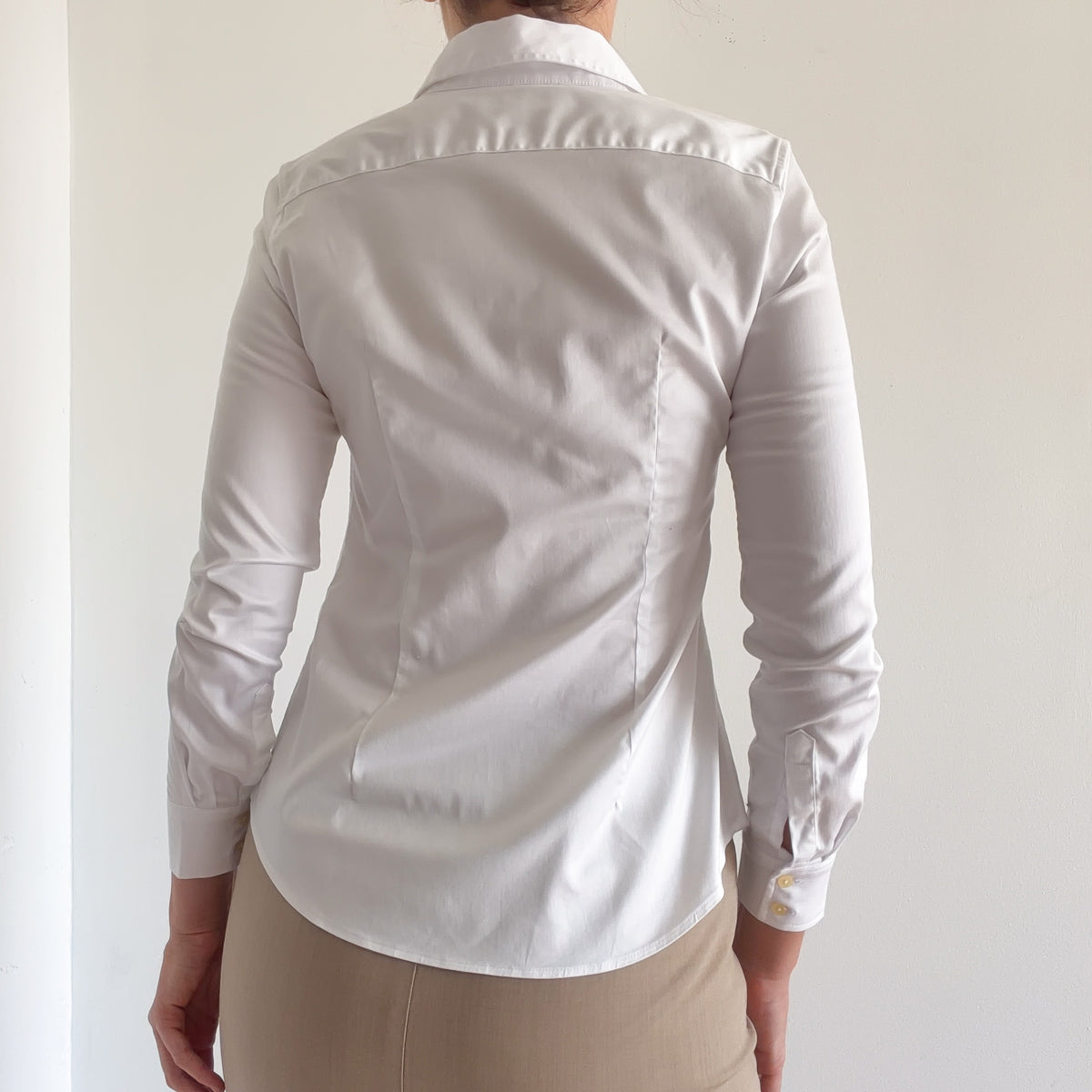Y2K White Cotton Button Up Blouse / SZ 0/2