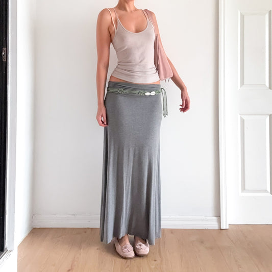 Y2K Grey Rayon Maxi Skirt / SZ S