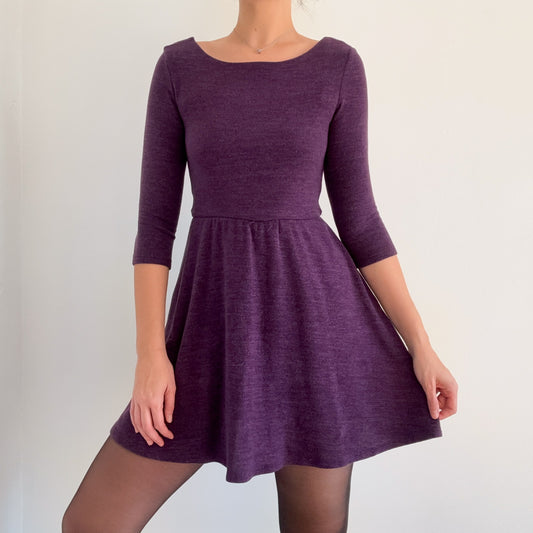 2010's Purple Sparkle Knit Mini Dress / SZ S