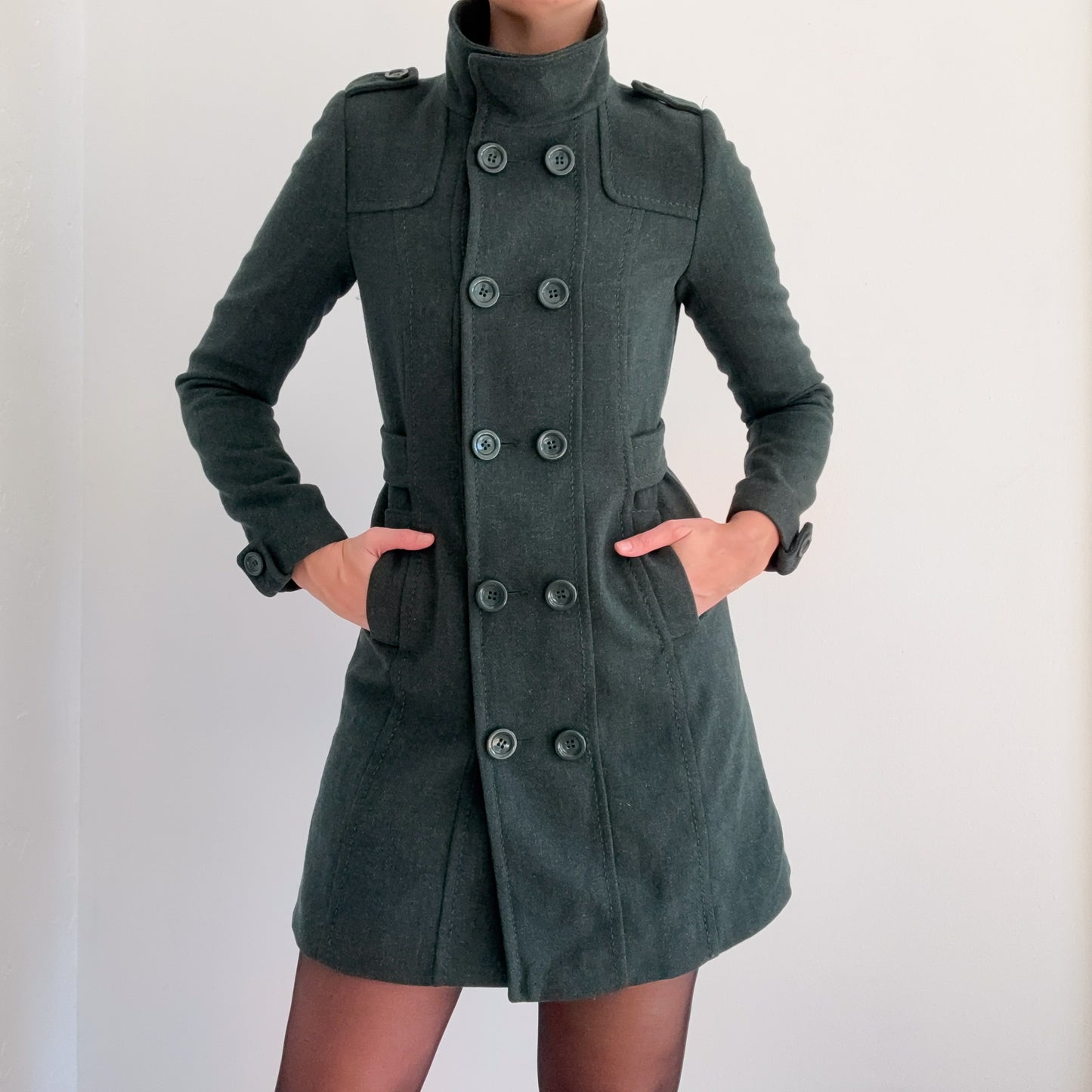Y2K Forest Green Wool Coat / SZ 6