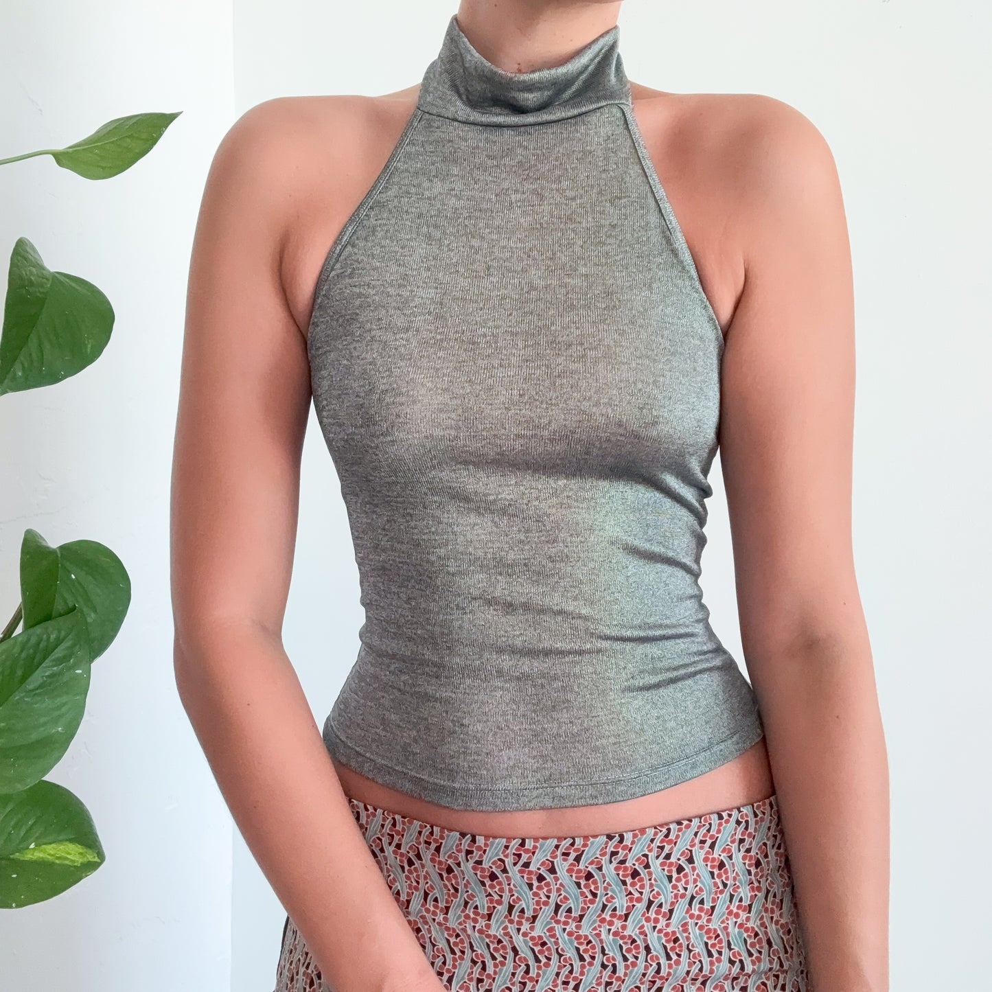 Y2K Greenish Grey Halter Top / SZ XS/S