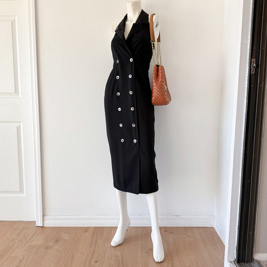 90's Guy Laroche Black Button Dress / SZ 2