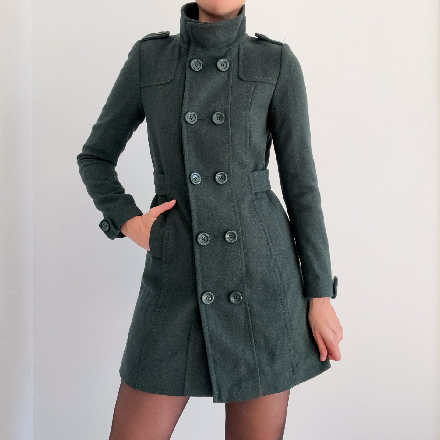 Y2K Forest Green Wool Coat / SZ 6