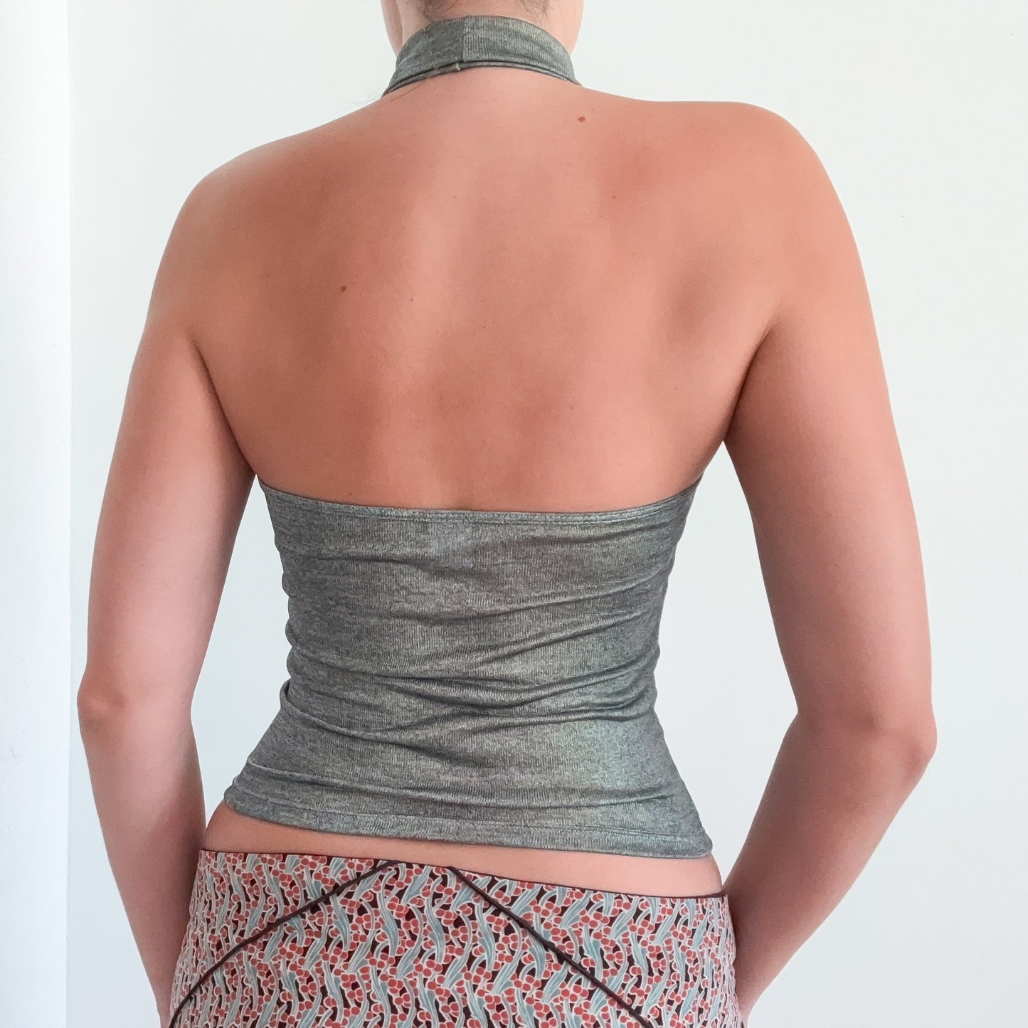 Y2K Greenish Grey Halter Top / SZ XS/S