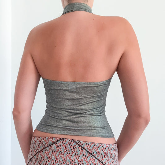 Y2K Greenish Grey Halter Top / SZ XS/S