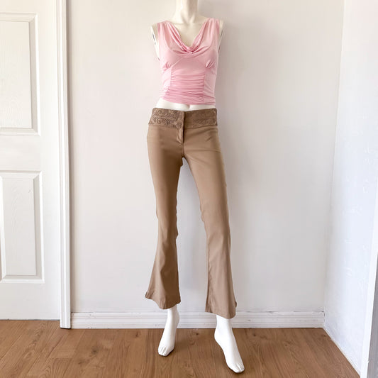 Y2K Tan Beaded Waist Pants / SZ S