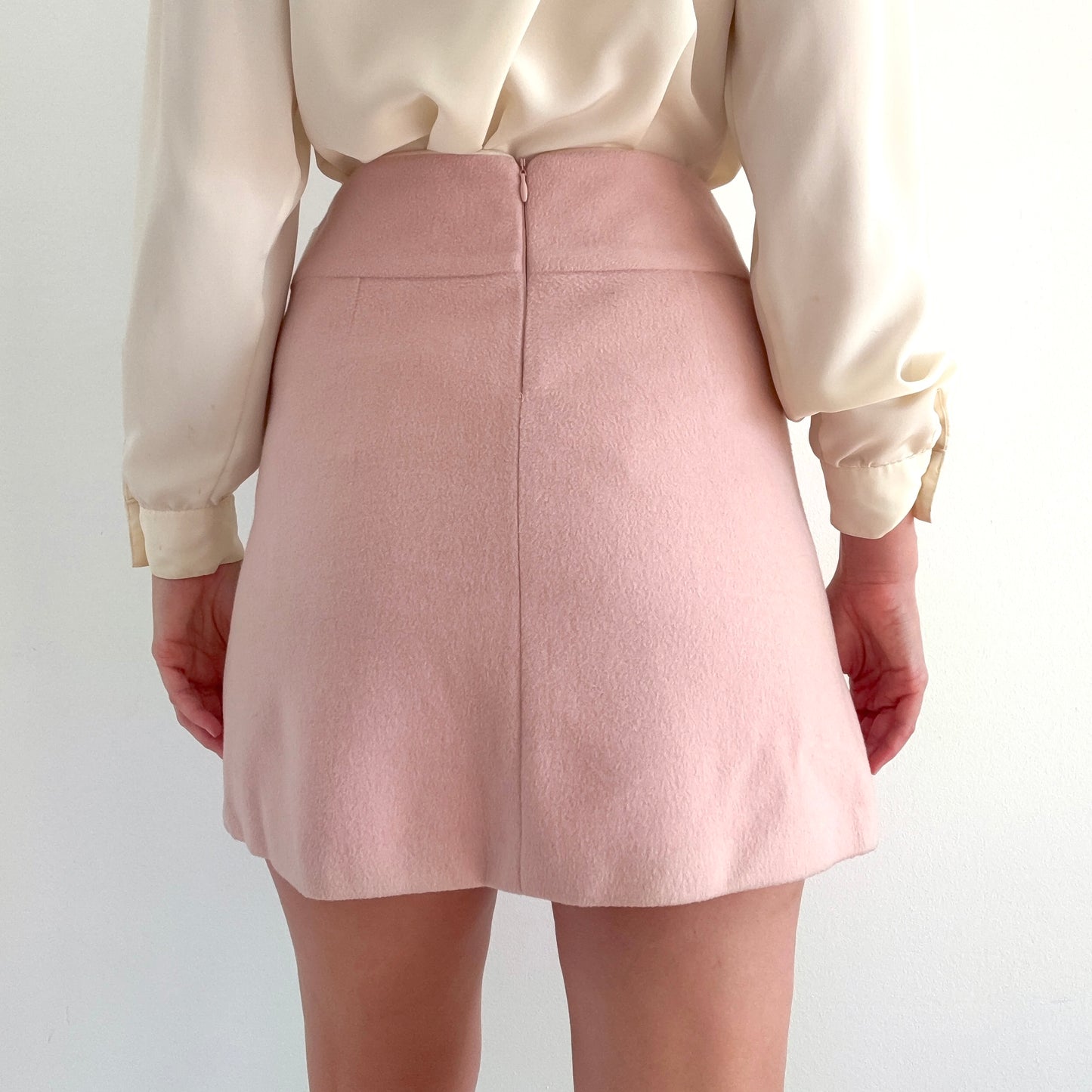 70's Baby Pink Mod Fleece Mini Skirt / SZ 4