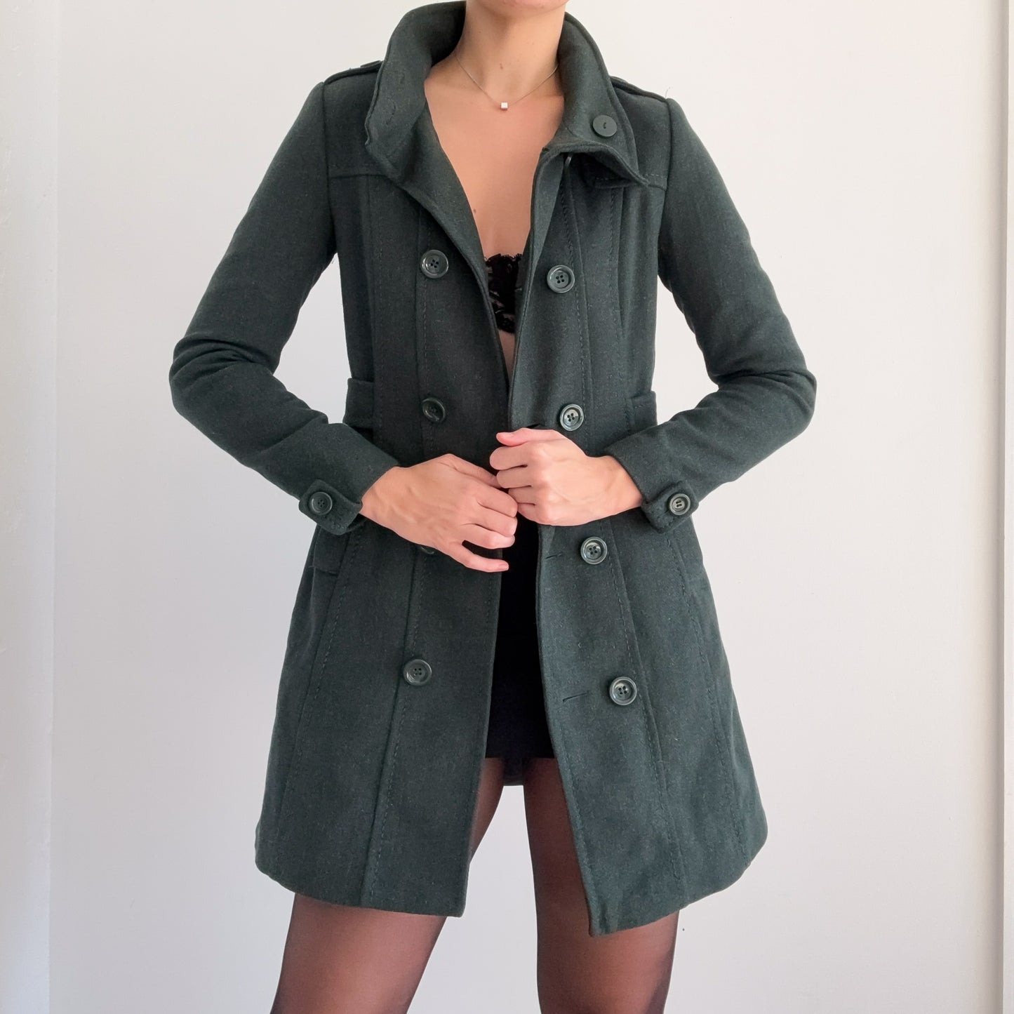 Y2K Forest Green Wool Coat / SZ 6