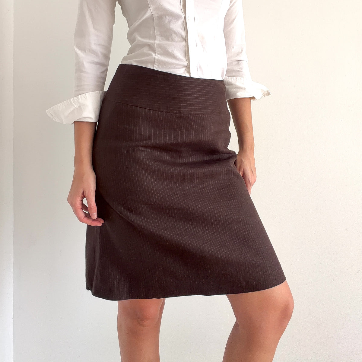 Y2K Brown Pinstripe Pencil Skirt / SZ 4