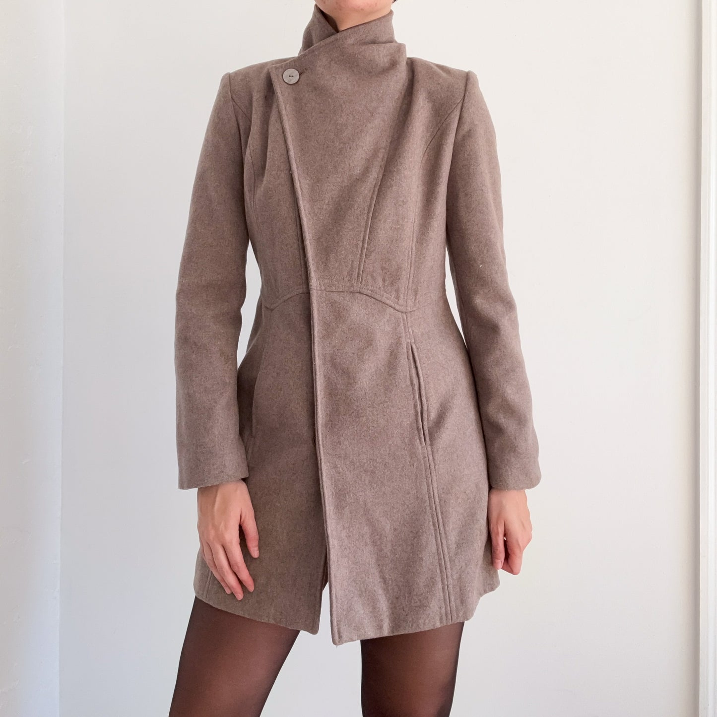 Y2K Taupe Wool Coat / SZ S/M