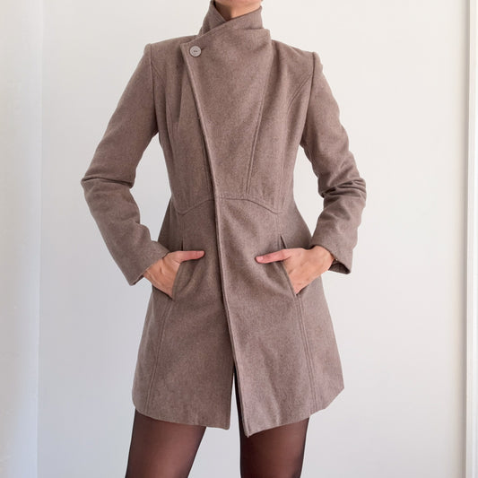 Y2K Taupe Wool Coat / SZ S/M