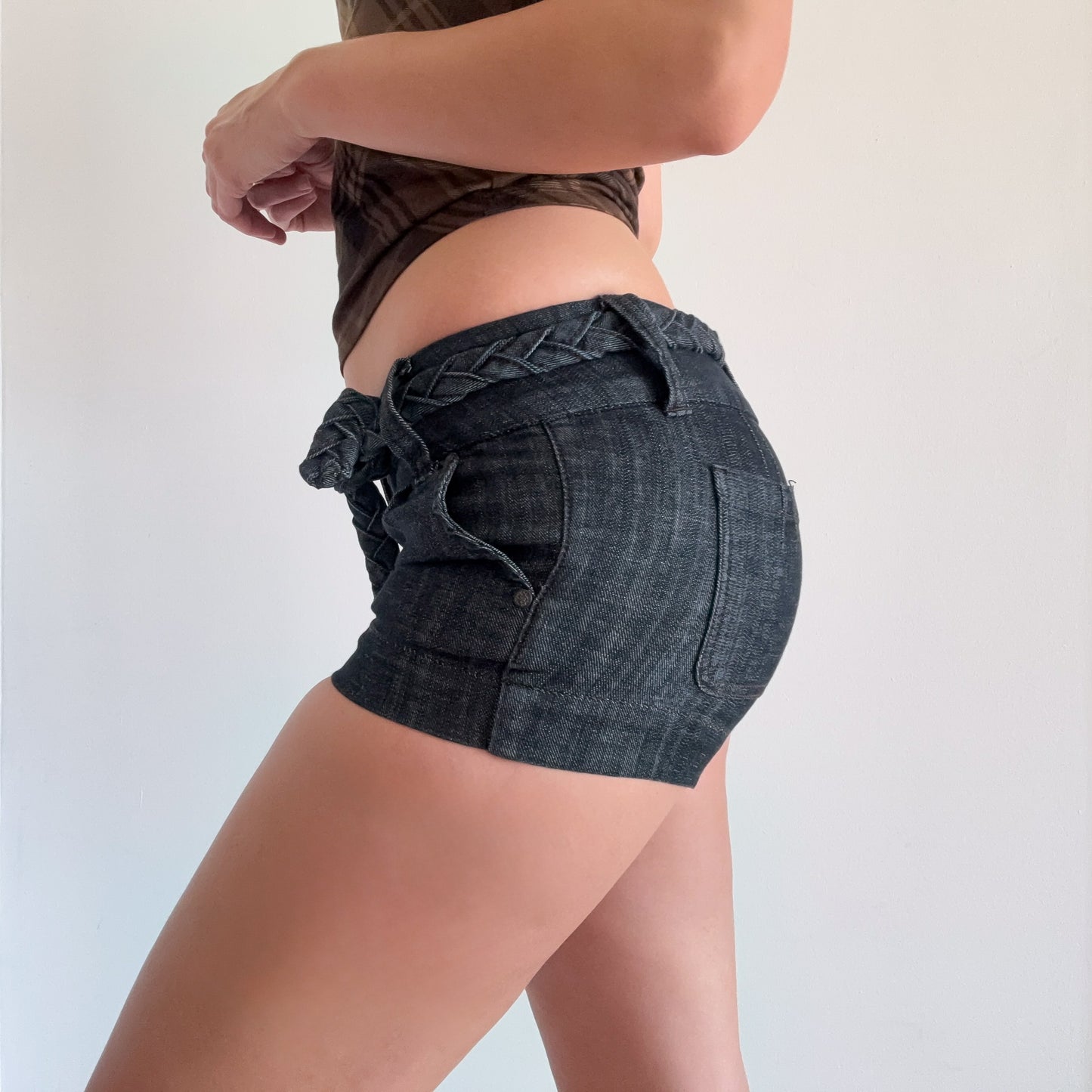 Y2K Dark Chambray Belted Shorts / SZ 4/6