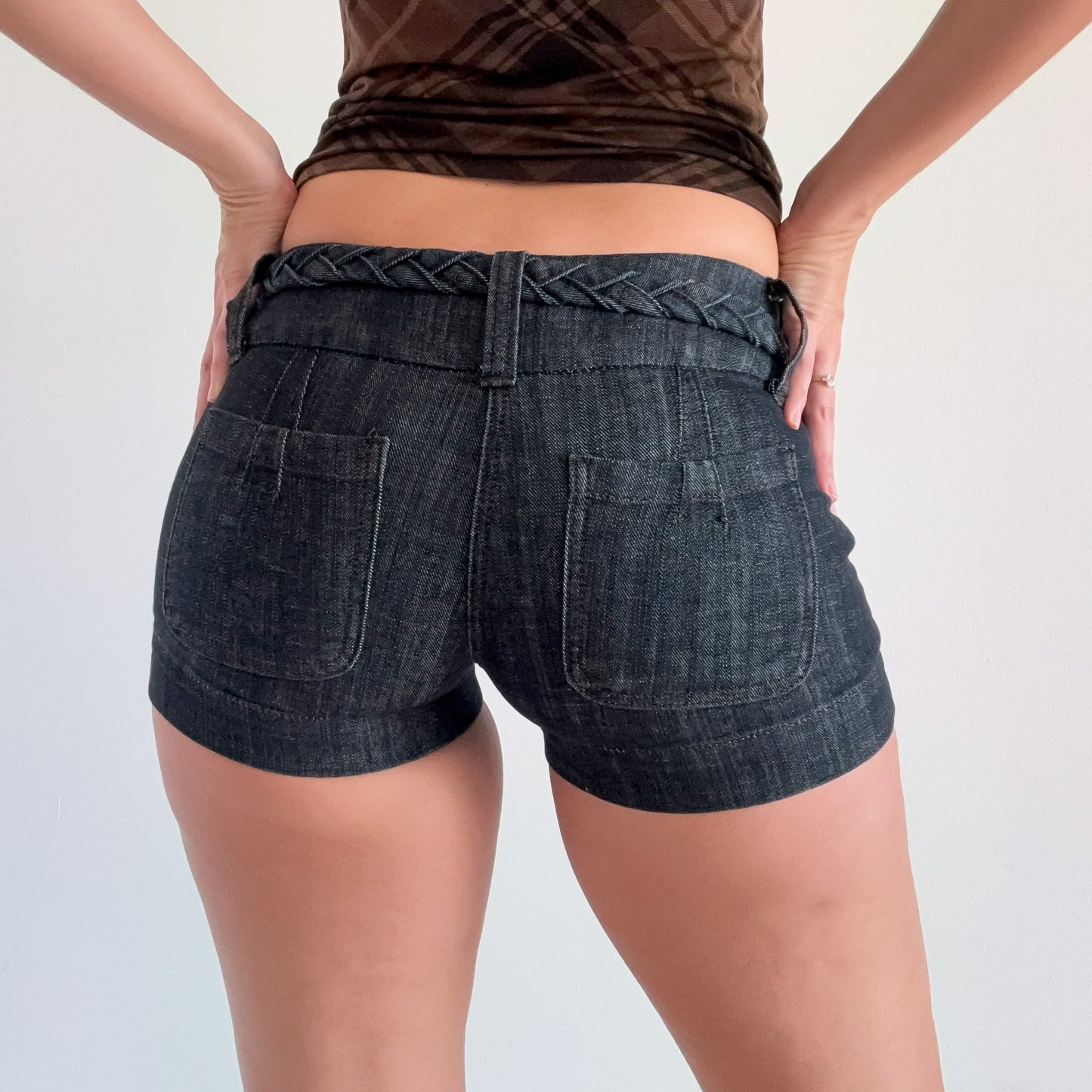 Y2K Dark Chambray Belted Shorts / SZ 4/6