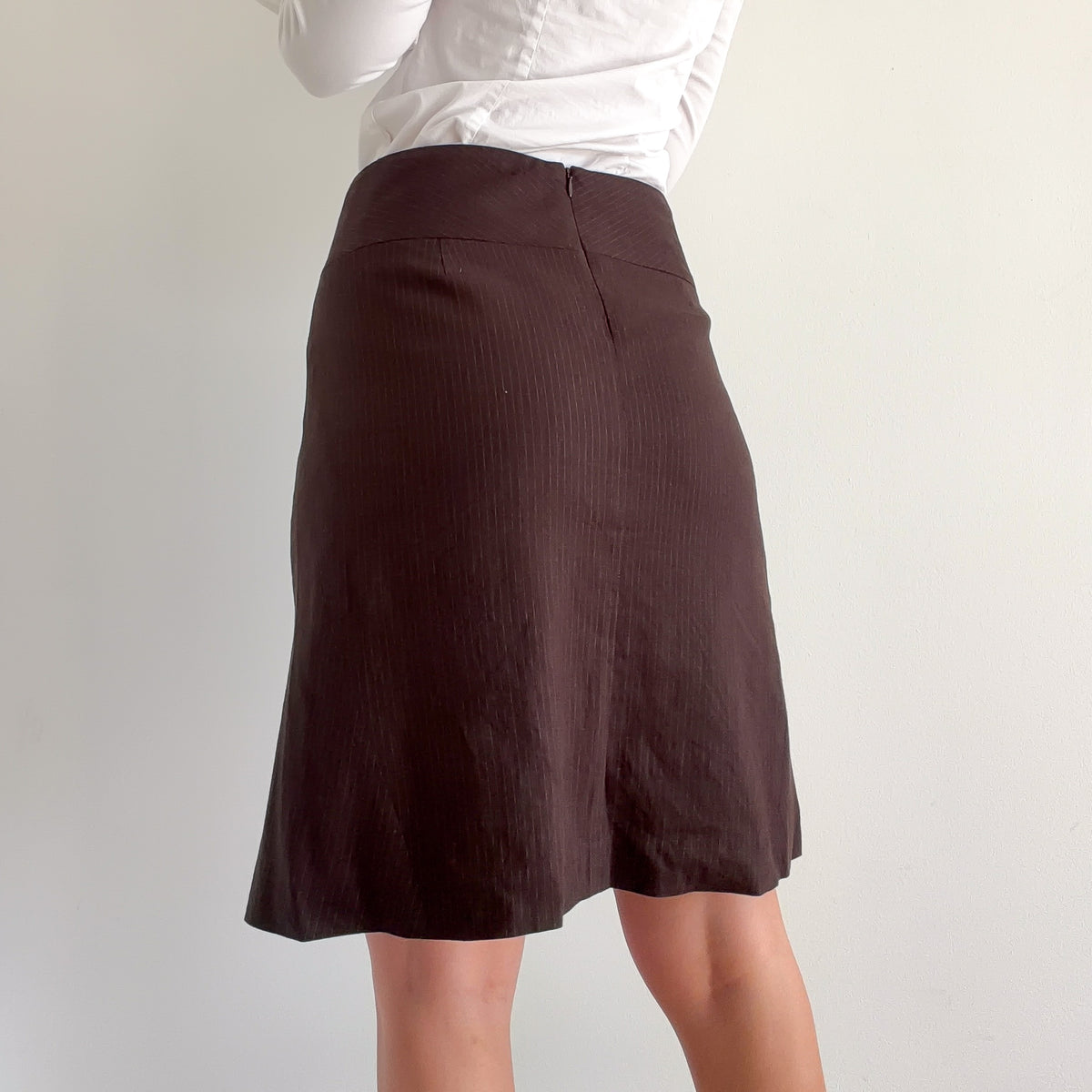 Y2K Brown Pinstripe Pencil Skirt / SZ 4