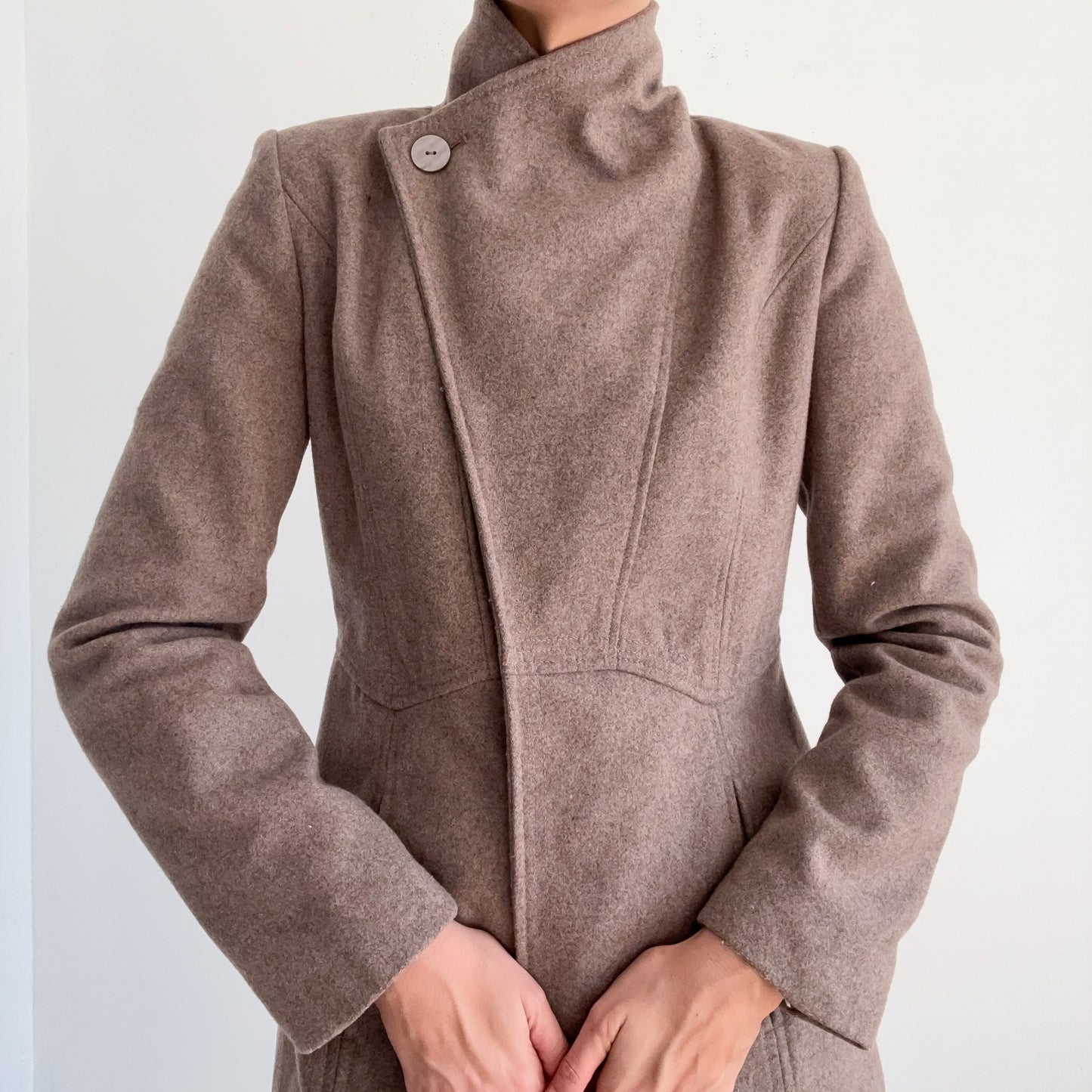 Y2K Taupe Wool Coat / SZ S/M