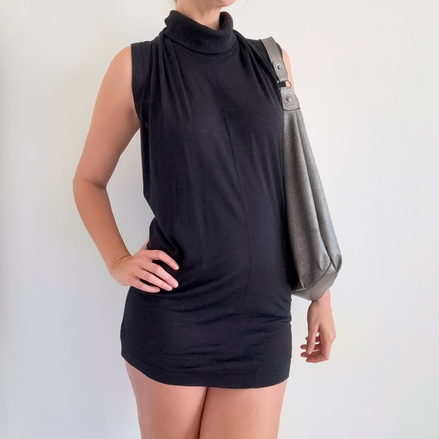 Y2K Theory Black Wool Slouchy Mini Dress / SZ S