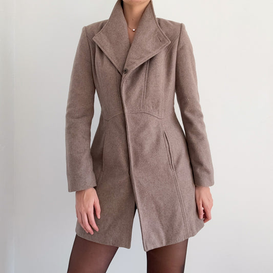 Y2K Taupe Wool Coat / SZ S/M