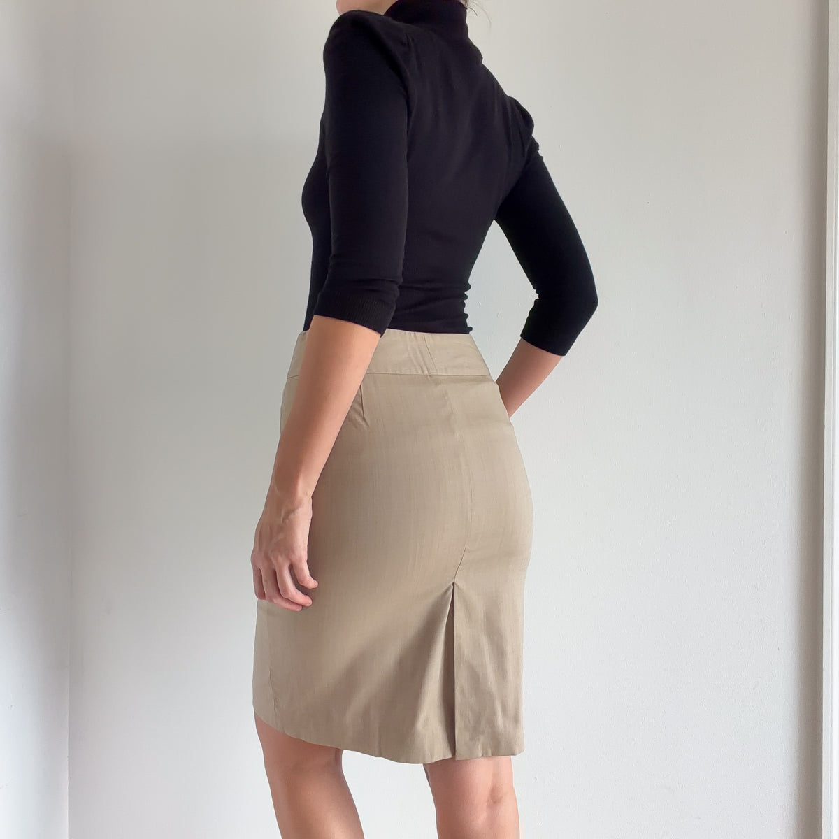 Y2K Tan Wool Pencil Skirt / SZ 6